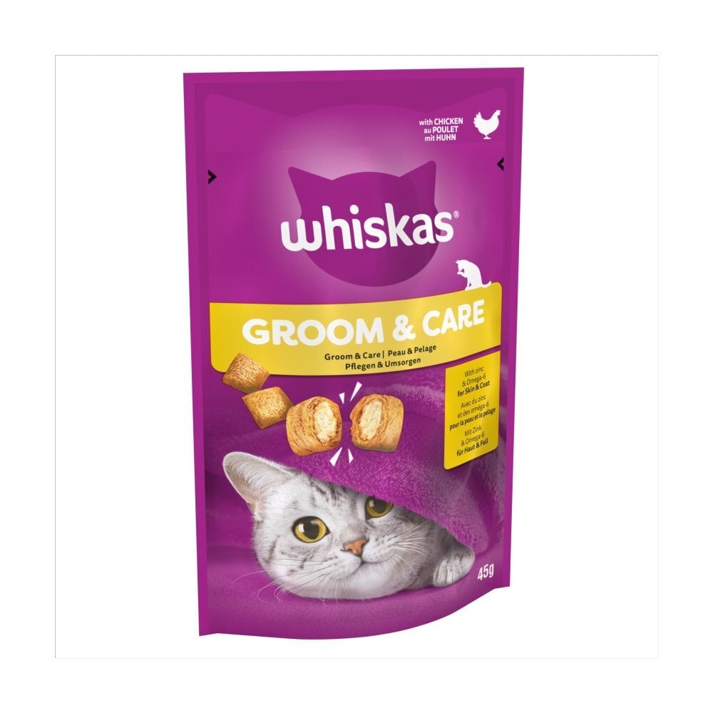 Whiskas Groom & Care suagusioms katėms su vištiena, 8x45 g kaina ir informacija | Skanėstai katėms | pigu.lt