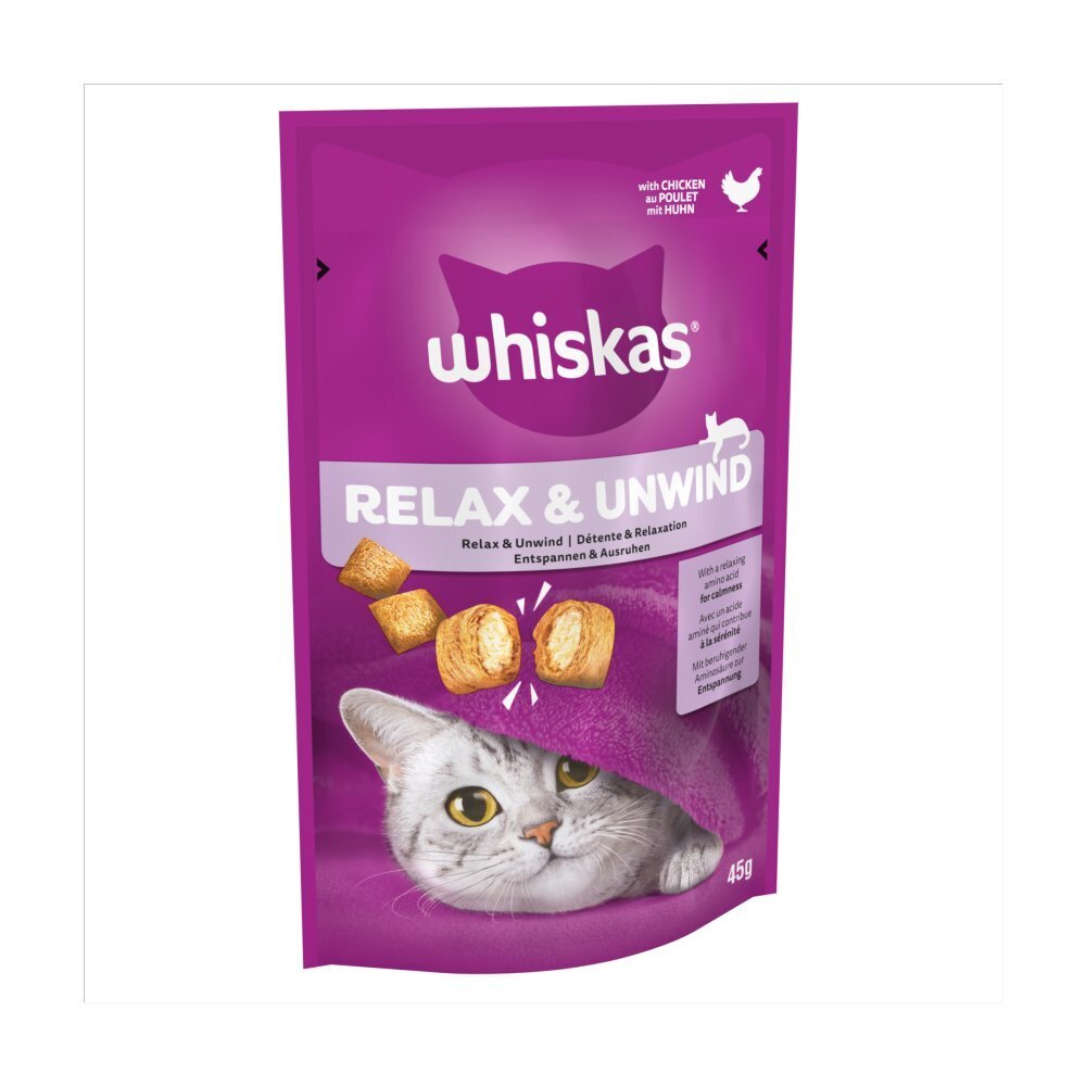 Whiskas Relax & Unwind suaugusioms katėms su vištiena, 8x45 g kaina ir informacija | Skanėstai katėms | pigu.lt