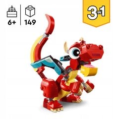 LEGO Creator 3in1 31145 raudonasis drakonas kaina ir informacija | Konstruktoriai ir kaladėlės | pigu.lt