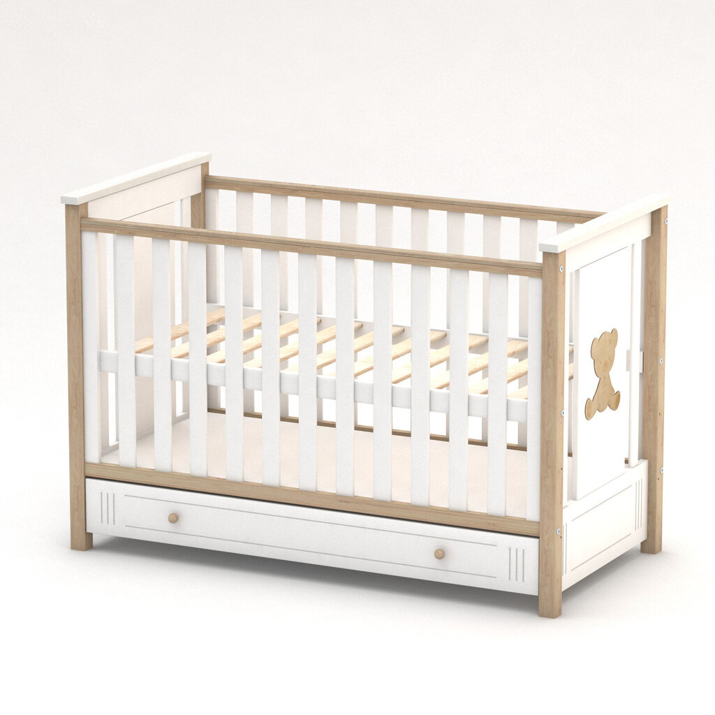 Vaikiška lovytė su stalčiais Arus Diego, 120x60 cm, balta kaina ir informacija | Kūdikių lovytės | pigu.lt