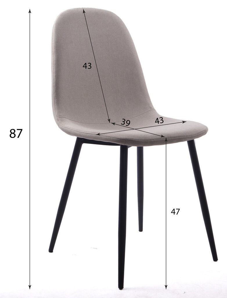 2-ių kėdžių komplektas Leobert Dart, pilkas/juodas kaina ir informacija | Virtuvės ir valgomojo kėdės | pigu.lt