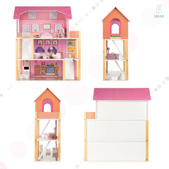 Medinis lėlių namelis Tulipo, 70 cm kaina ir informacija | Žaislai mergaitėms | pigu.lt