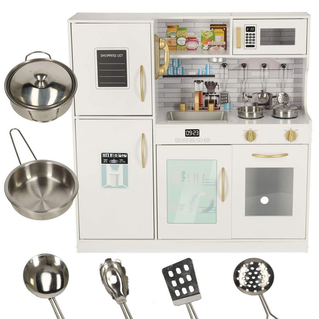 Medinė virtuvėlė vaikams su šaldytuvu цена и информация | Žaislai mergaitėms | pigu.lt