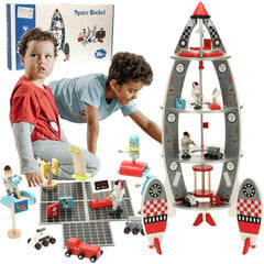 Деревянный ракетный корабль с космонавтом цена и информация | Игрушки для мальчиков | pigu.lt