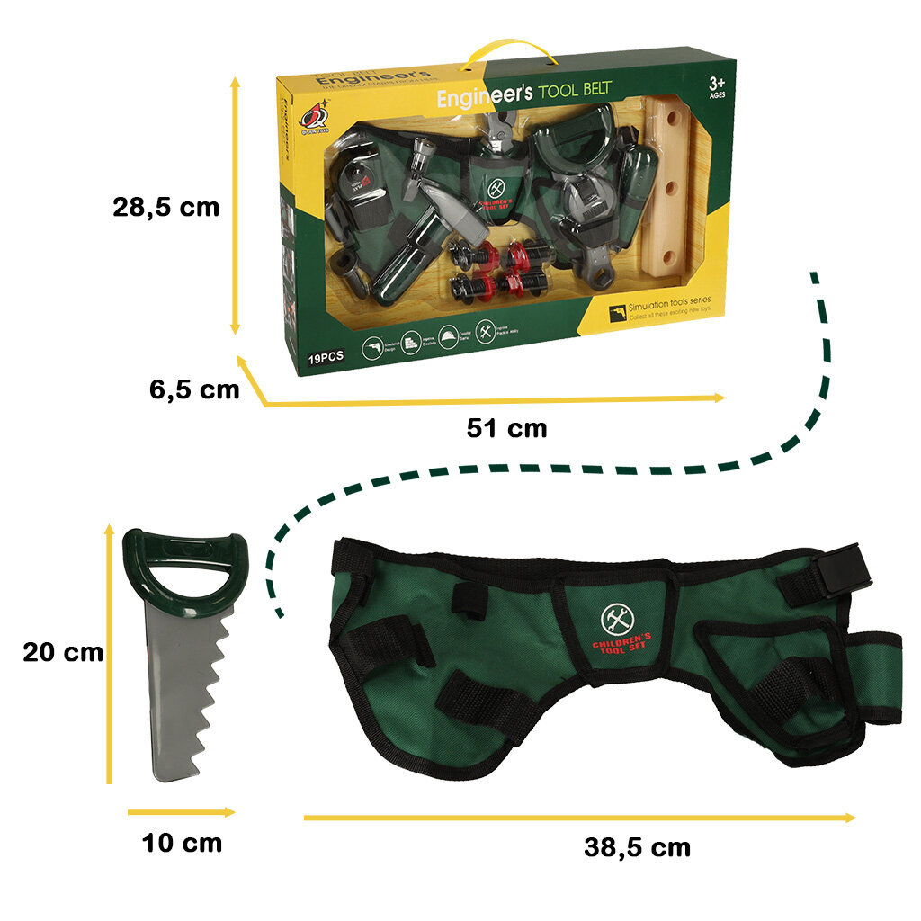 Įrankių diržas su įrankiais vaikams, 20 d. kaina ir informacija | Žaislai berniukams | pigu.lt