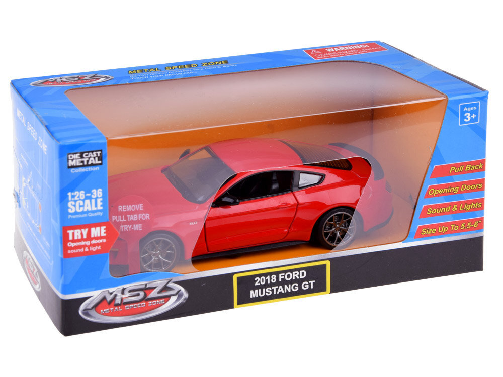 Metalinis žaislinis automobilis MSZ Ford Mustang GT, raudonas kaina ir informacija | Žaislai berniukams | pigu.lt