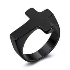 Kryžiaus formos juodas vyriškas žiedas, Men's Vector цена и информация | Мужские украшения | pigu.lt