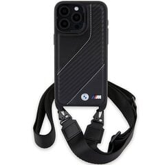 BMW BMHCP15L23PSCCK iPhone 15 Pro 6.1" czarny|black hardcase M Edition Carbon Stripe & Strap цена и информация | Чехлы для телефонов | pigu.lt