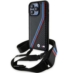 BMW BMHCP15L23PSVTK iPhone 15 Pro 6.1" czarny|black hardcase M Edition Carbon Tricolor Lines & Strap цена и информация | Чехлы для телефонов | pigu.lt