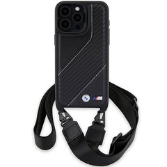 BMW BMHCP15X23PSCCK iPhone 15 Pro Max 6.7" czarny|black hardcase M Edition Carbon Stripe & Strap цена и информация | Чехлы для телефонов | pigu.lt