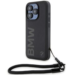 BMW BMHCP15X23RMRLK iPhone 15 Pro Max 6.7" czarny|black hardcase Signature Leather Wordmark Cord цена и информация | Чехлы для телефонов | pigu.lt