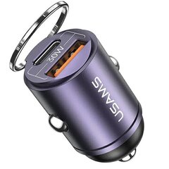 USAMS Ład. sam. 1xUSB+1xUSB-C C38 30W PD Fast Charge z wbudowanym pieścieniem fioletowy|purple CC206CC02 (US-CC206) цена и информация | Зарядные устройства для телефонов | pigu.lt