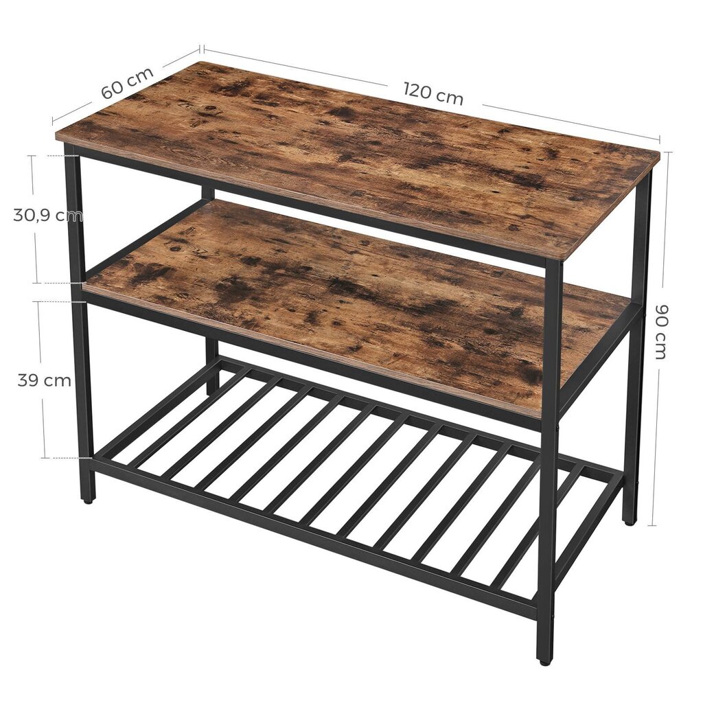 Virtuvės pagalbinis stalas Loft, rudas kaina ir informacija | Virtuvės ir valgomojo stalai, staliukai | pigu.lt