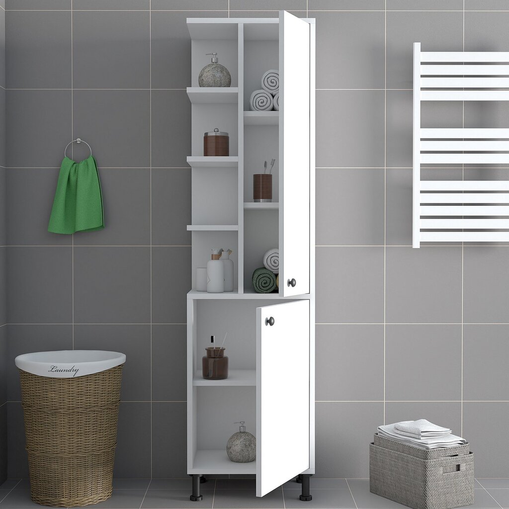 Vonios spintelė Asir, 60x170x30 cm, balta цена и информация | Vonios spintelės | pigu.lt