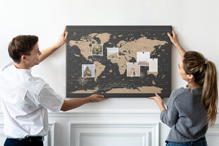 Smeigtukų lenta Vintažinis pasaulio žemėlapis, 100x70 cm kaina ir informacija | Kanceliarinės prekės | pigu.lt
