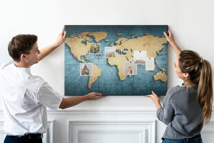 Smeigtukų lenta Pasaulio žemėlapis 3D, 100x70 cm kaina ir informacija | Kanceliarinės prekės | pigu.lt