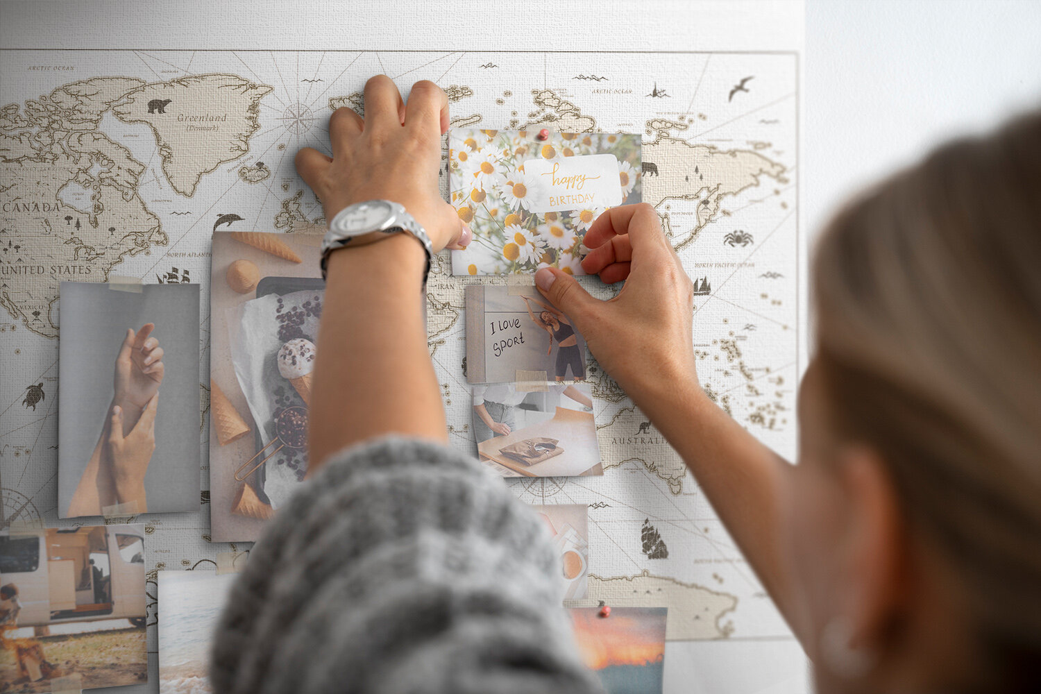 Smeigtukų lenta Vintažinis pasaulio žemėlapis, 100x70 cm цена и информация | Kanceliarinės prekės | pigu.lt