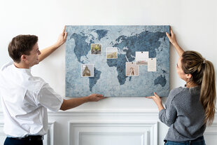 Smeigtukų lenta Dažytas pasaulio žemėlapis, 100x70 cm kaina ir informacija | Kanceliarinės prekės | pigu.lt