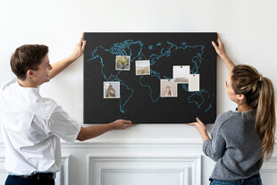 Smeigtukų lenta Pasaulio žemėlapio kontūrai, 100x70 cm kaina ir informacija | Kanceliarinės prekės | pigu.lt