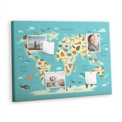 Smeigtukų lenta Gyvūnų pasaulio žemėlapis, 100x70 cm kaina ir informacija | Kanceliarinės prekės | pigu.lt