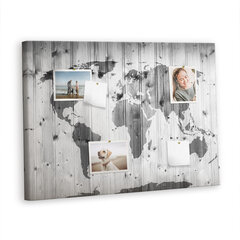 Smeigtukų lenta Pasaulio žemėlapis ant medžio, 100x70 cm kaina ir informacija | Kanceliarinės prekės | pigu.lt