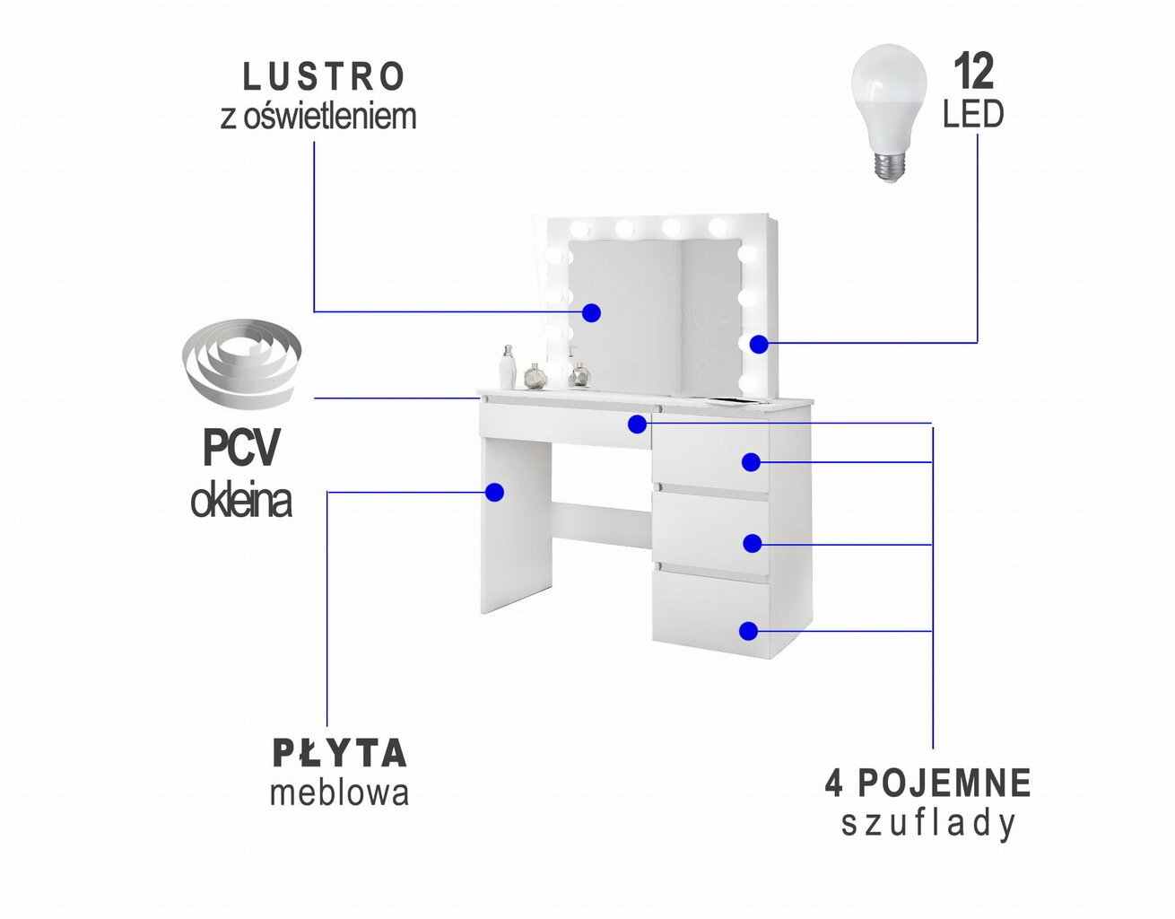 Kosmetinis staliukas Beti, juodas kaina ir informacija | Kosmetiniai staliukai | pigu.lt