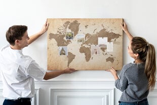 Smeigtukų lenta Dažytas pasaulio žemėlapis, 100x70 cm kaina ir informacija | Kanceliarinės prekės | pigu.lt