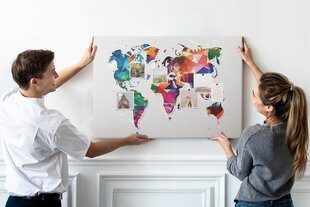 Smeigtukų lenta Trikampio pasaulio žemėlapis, 100x70 cm цена и информация | Канцелярские товары | pigu.lt