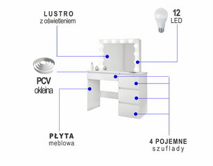 Kosmetinis staliukas Beti, rudas kaina ir informacija | Kosmetiniai staliukai | pigu.lt