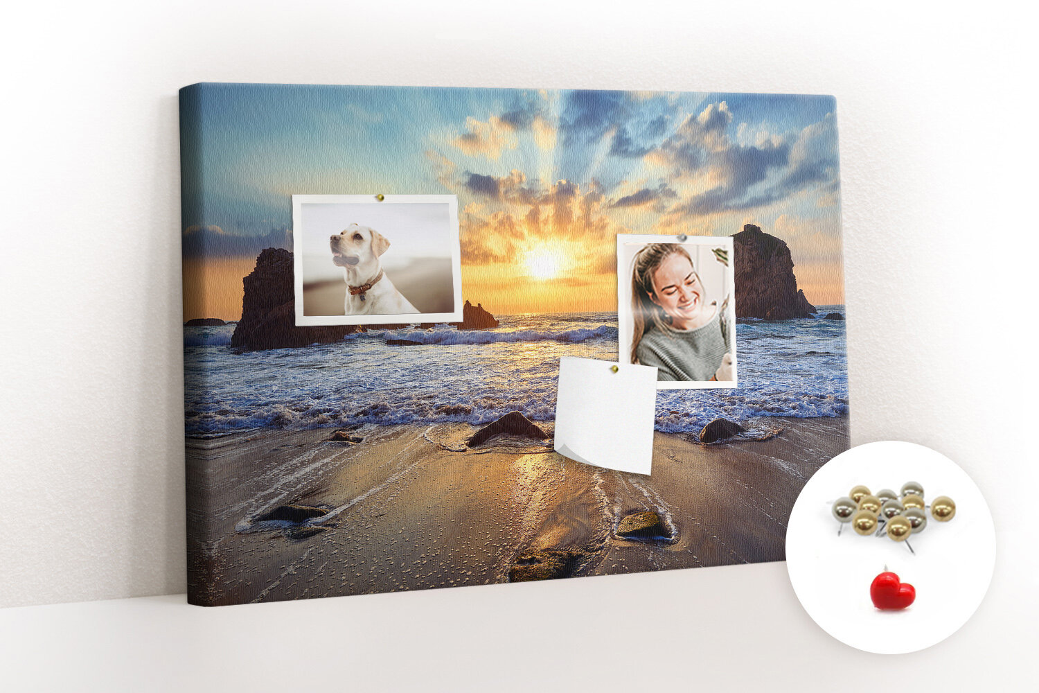 Smeigtukų lenta Saulėlydis paplūdimyje, 100x70 cm kaina ir informacija | Kanceliarinės prekės | pigu.lt