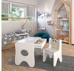 Vaikiškas stalas su kėdute, šviesiai pilka kaina ir informacija | Vaikiškos kėdutės ir staliukai | pigu.lt
