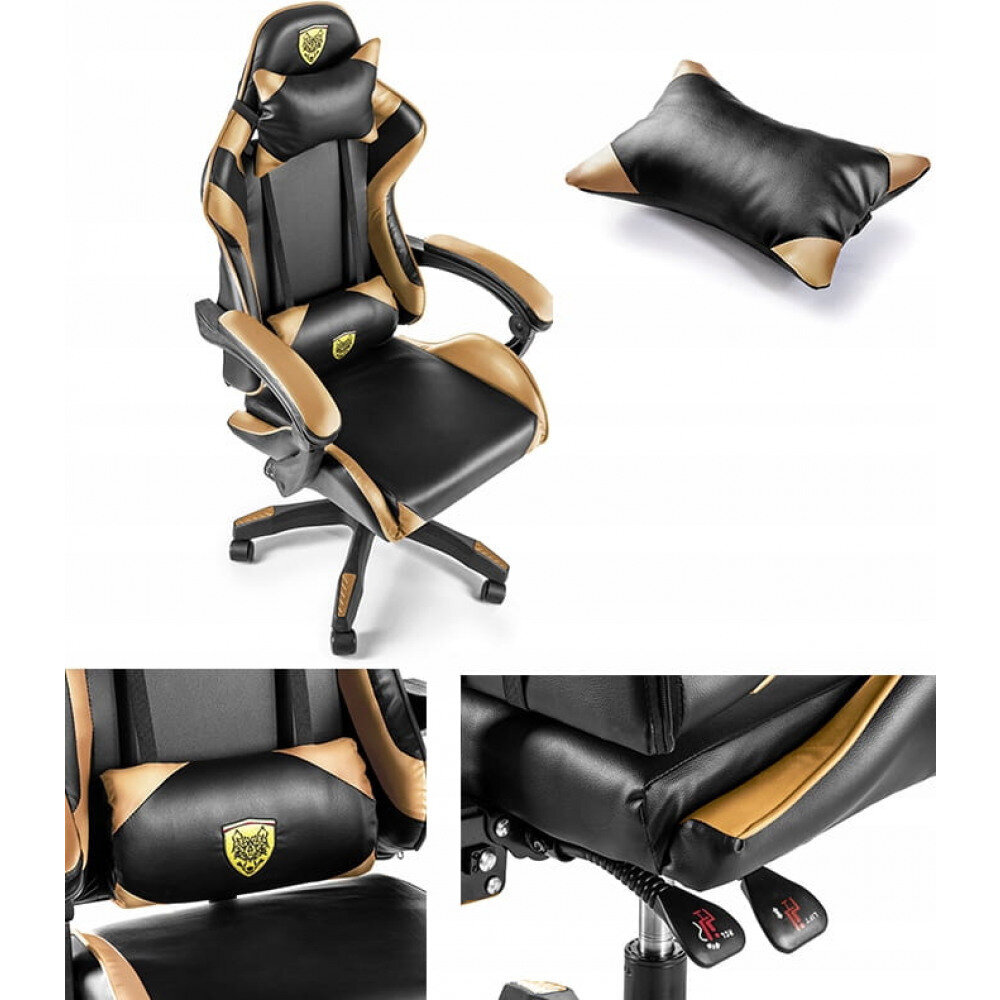 Žaidimų kėdė Gordon Adgo-Go, juoda/auksinė kaina ir informacija | Biuro kėdės | pigu.lt