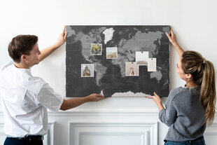 Smeigtukų lenta Juodasis pasaulio žemėlapis, 100x70 cm kaina ir informacija | Kanceliarinės prekės | pigu.lt