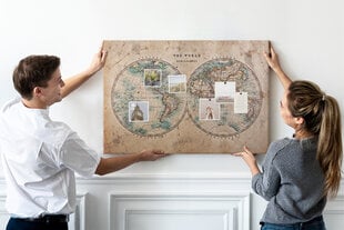Smeigtukų lenta Pasaulio gaublio žemėlapis, 100x70 cm kaina ir informacija | Kanceliarinės prekės | pigu.lt