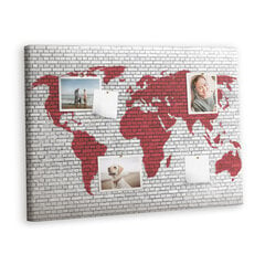 Smeigtukų lenta Pasaulio plytų sienų žemėlapis, 100x70 cm kaina ir informacija | Kanceliarinės prekės | pigu.lt