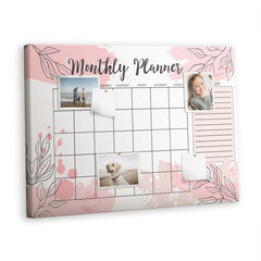 Smeigtukų lenta Pink Monthly Planner, 100x70 cm kaina ir informacija | Kanceliarinės prekės | pigu.lt