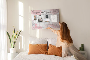 Smeigtukų lenta Pink Monthly Planner, 100x70 cm kaina ir informacija | Kanceliarinės prekės | pigu.lt