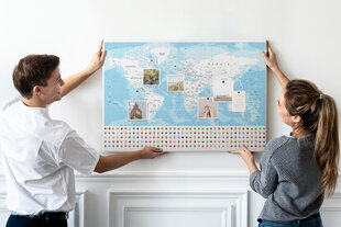 Smeigtukų lenta Žemyno žemėlapių iliustracija, 100x70 cm kaina ir informacija | Kanceliarinės prekės | pigu.lt