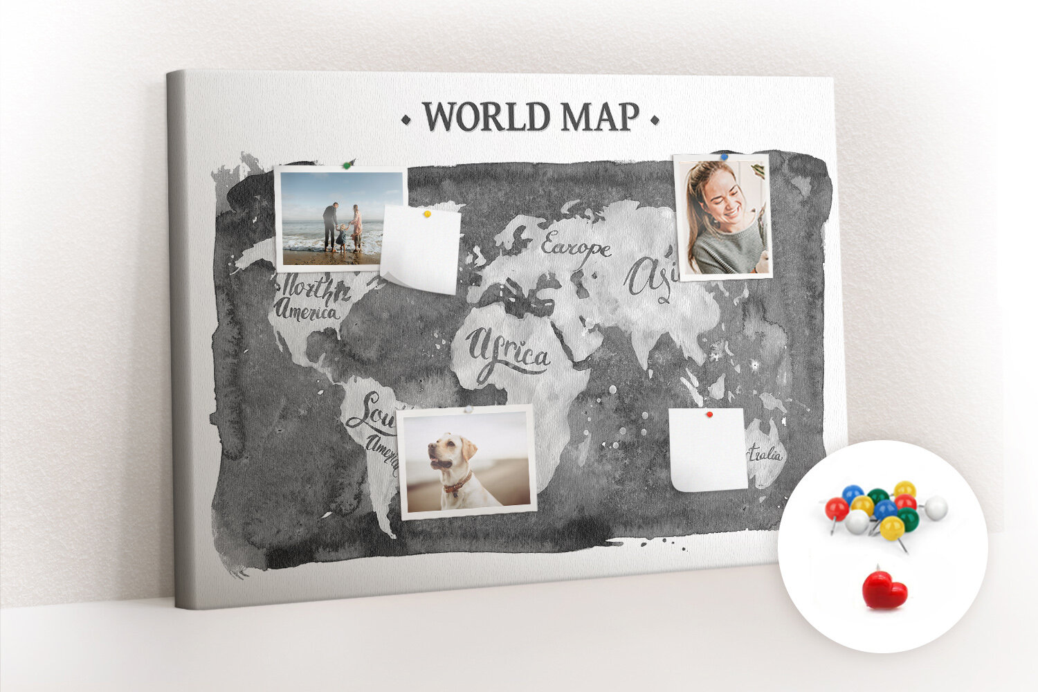 Smeigtukų lenta Retro World Map, 100x70 cm kaina ir informacija | Kanceliarinės prekės | pigu.lt