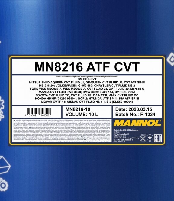Mannol CVT Variator fluid,transmisijos alyva, 10 l цена и информация | Kitos alyvos | pigu.lt