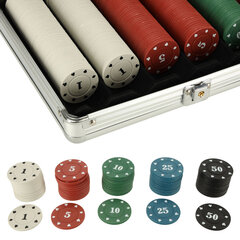 Pokerio žetonų rinkinys lagamine, 500 žetonų. kaina ir informacija | Azartiniai žaidimai, pokeris | pigu.lt