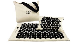 Akupresūrinis kilimėlis su pagalve Eco, 72x43cm, juodas/smėlio spalvos kaina ir informacija | Masažo reikmenys | pigu.lt