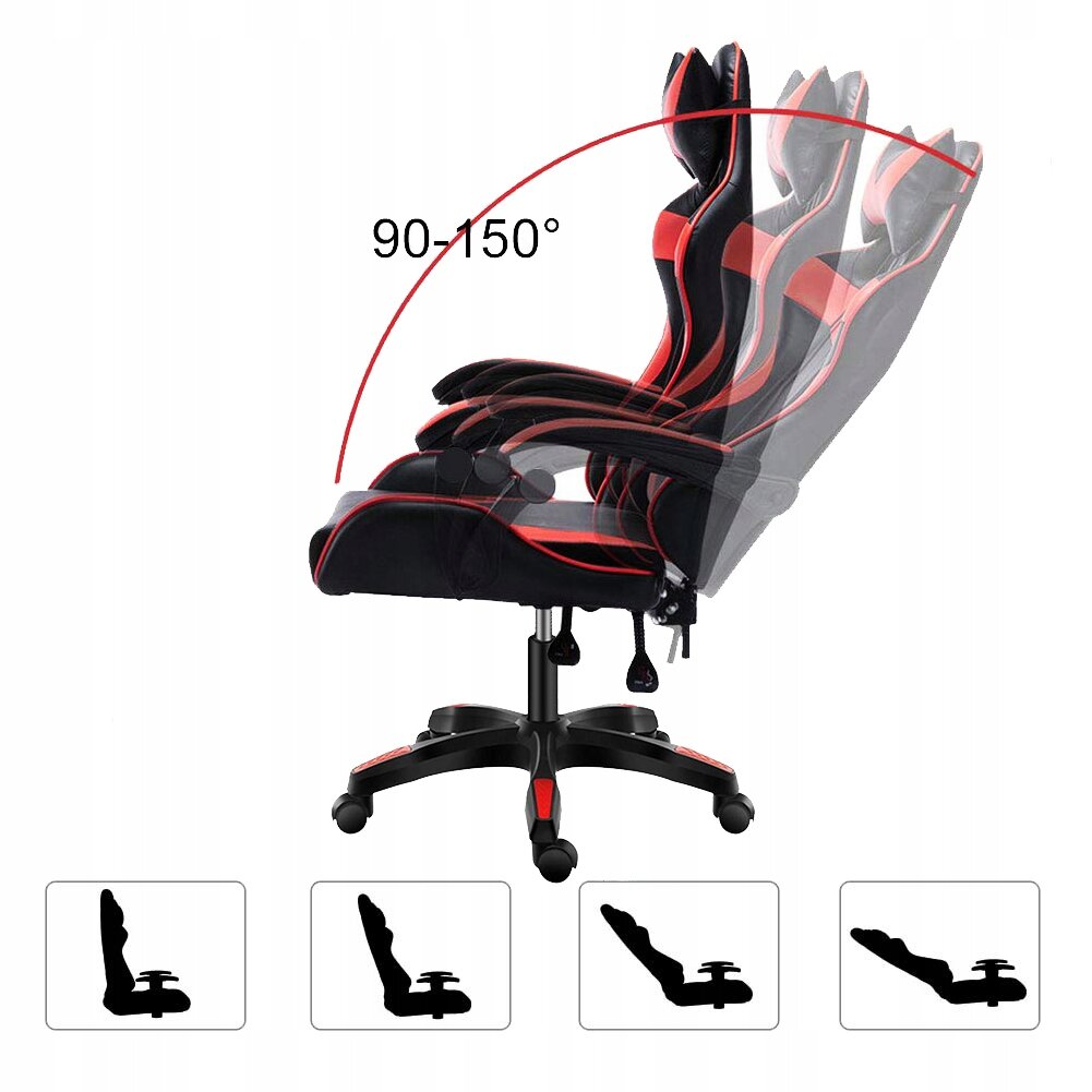 Masažinė žaidimų kėdė, juoda/raudona цена и информация | Biuro kėdės | pigu.lt