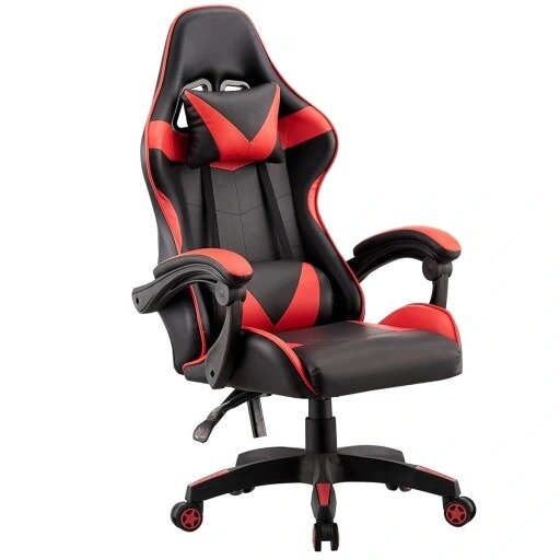 Masažinė žaidimų kėdė, juoda/raudona kaina ir informacija | Biuro kėdės | pigu.lt
