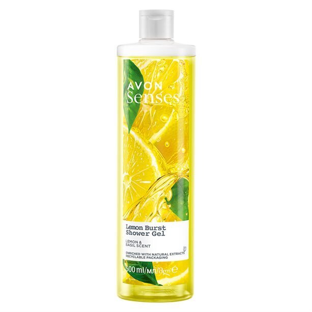 Dušo želė su citrinos ir baziliko aromatu Avon Lemon Burst, 500 ml kaina ir informacija | Dušo želė, aliejai | pigu.lt