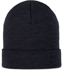 Buff merino vilnos megzta unisex žieminė kepurė, juoda kaina ir informacija | Vyriški šalikai, kepurės, pirštinės | pigu.lt