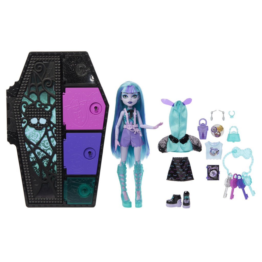 Lėlė su siurprizais Monster High Skulltimates Neon Frights Twyla kaina ir informacija | Žaislai mergaitėms | pigu.lt