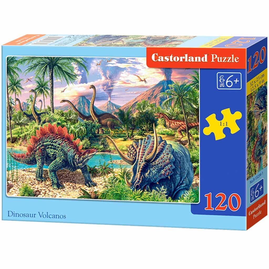 Dėlionė dinozaurai prie ugnikalnių Castorland, 120 d. kaina ir informacija | Dėlionės (puzzle) | pigu.lt