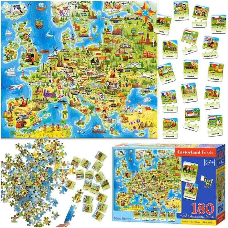 Edukacinis dėlionių žemėlapis Europa Castorland, 180d. kaina ir informacija | Dėlionės (puzzle) | pigu.lt