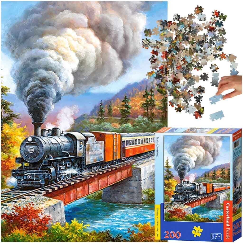 Dėlionė traukinių pervaža Castorland, 200 d. цена и информация | Dėlionės (puzzle) | pigu.lt